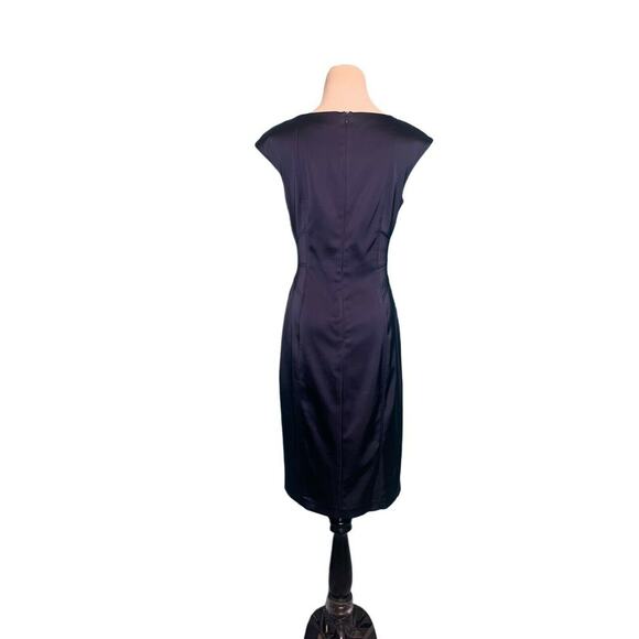 David Meister blue satin knee length sheath dress size 4 - Picture 2 of 6